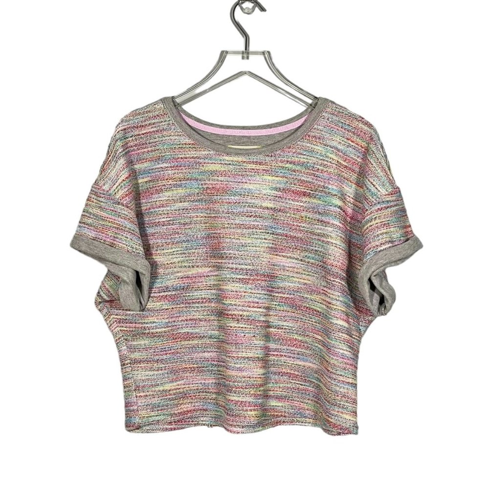 Anthropologie | Saturday Sunday Colorful Thread Cropped Short Sleeve Sweater